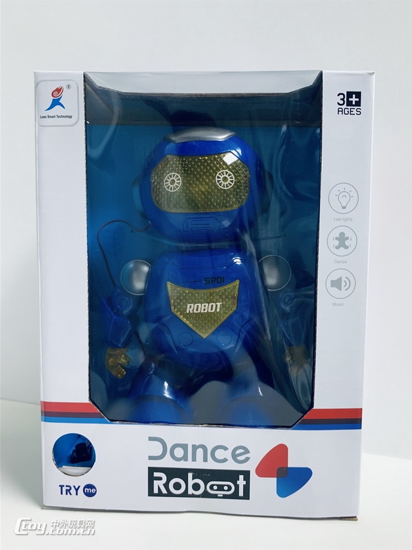 新款电动蓝色跳舞机器人灯光音乐