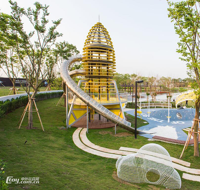肇庆无动力乐园设备 小区公共游乐场游乐玩具不锈钢组合滑梯价格
