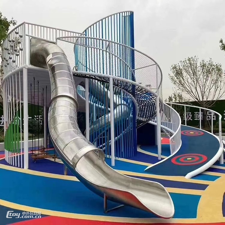 游乐园不锈钢滑道定制非标幼儿园儿童乐园商场户外大型旋转滑滑梯