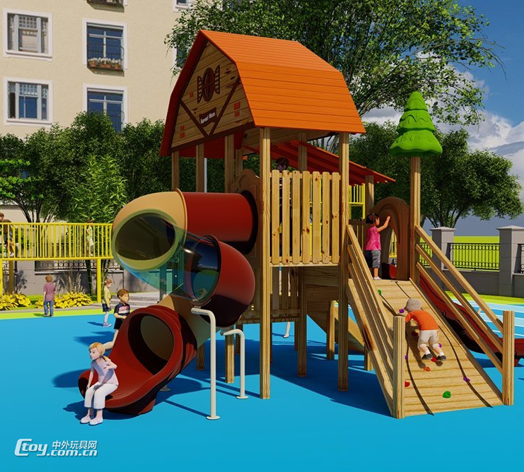大型户外非标儿童游乐场设备室外木质滑梯公园景区木制游乐设施