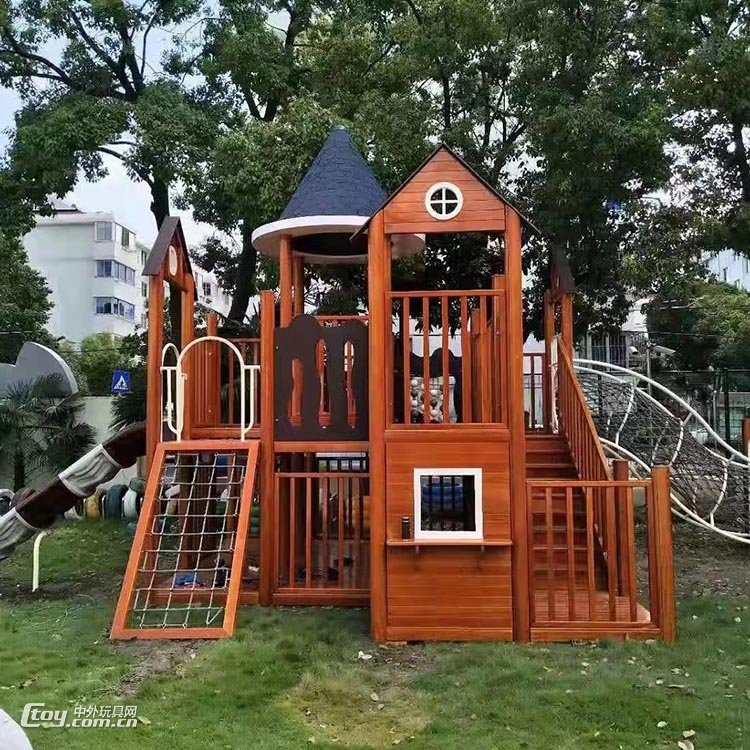 公园网红亲子游乐玩具组合木滑梯 汕头市幼儿园大型玩具批发