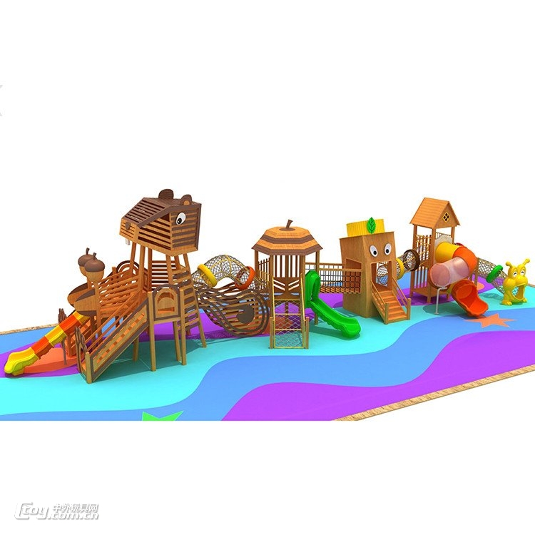 公园网红亲子游乐玩具组合木滑梯 汕头市幼儿园大型玩具批发