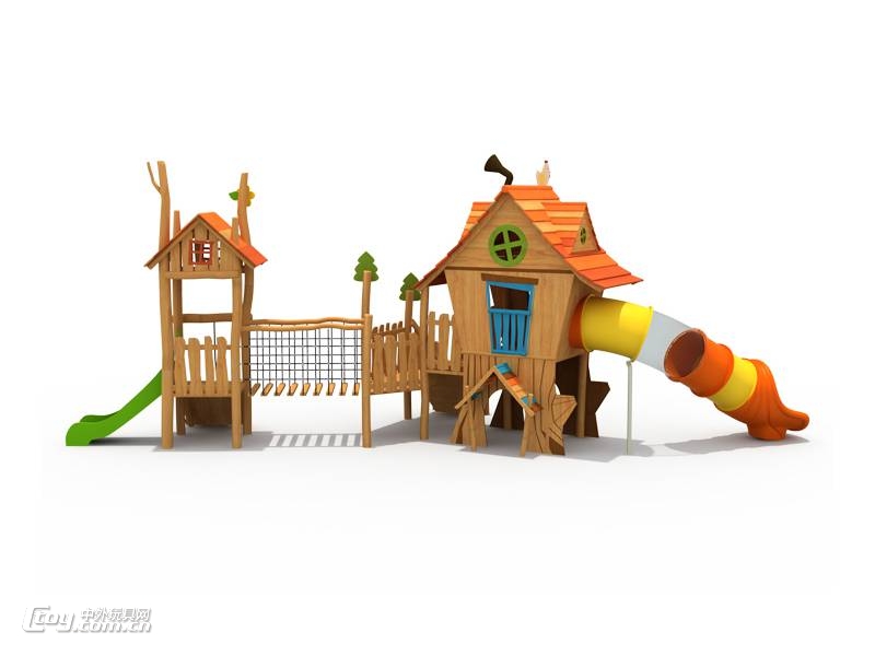 幼儿园户外大型木质滑梯_小区游乐设备定制_儿童木质滑梯厂家