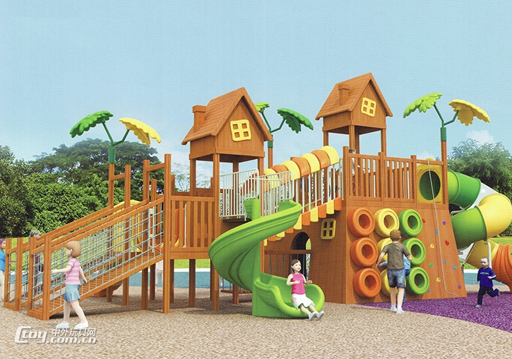 海南幼儿园木质户外滑梯游乐设备 儿童室外无动力游乐设施厂家