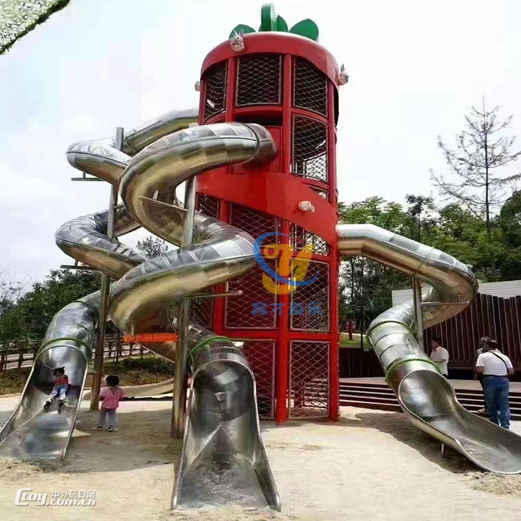 儿童游乐场不锈钢滑梯厂家_公园大型组合不锈钢滑梯