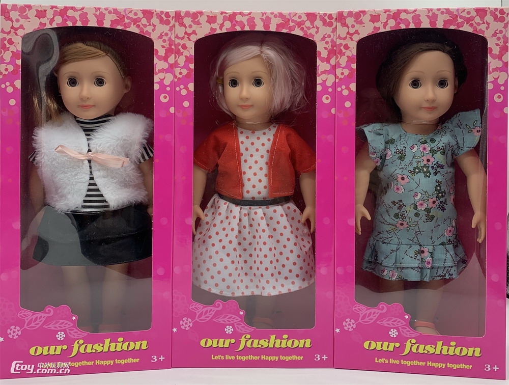 新款14寸全身搪胶美国女孩娃娃三款混装