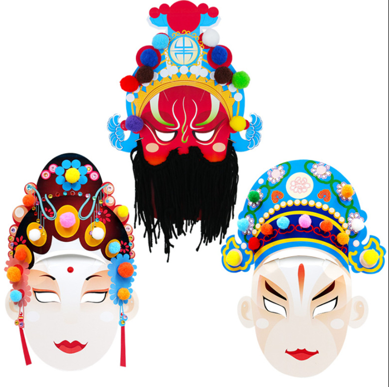 幼儿园手工中国风传统手工脸谱面具DIY手工材料包
