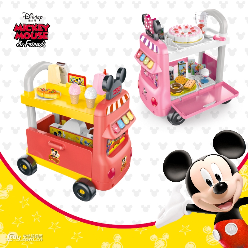 迪士尼手推车儿童过家家快餐巴士玩具