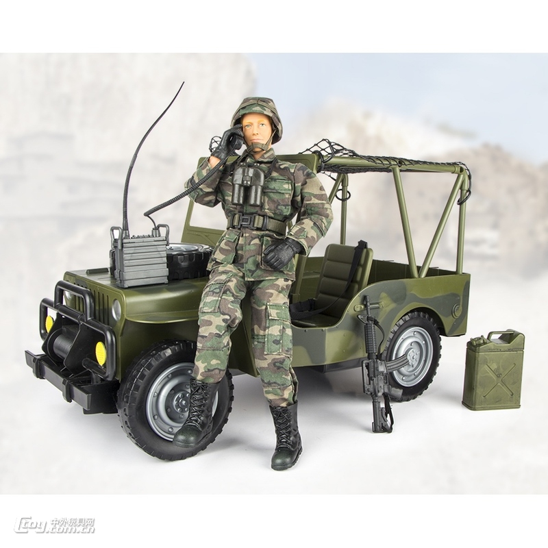 正义红师1:6可动人偶军人吉普车军事模型儿童玩具90014