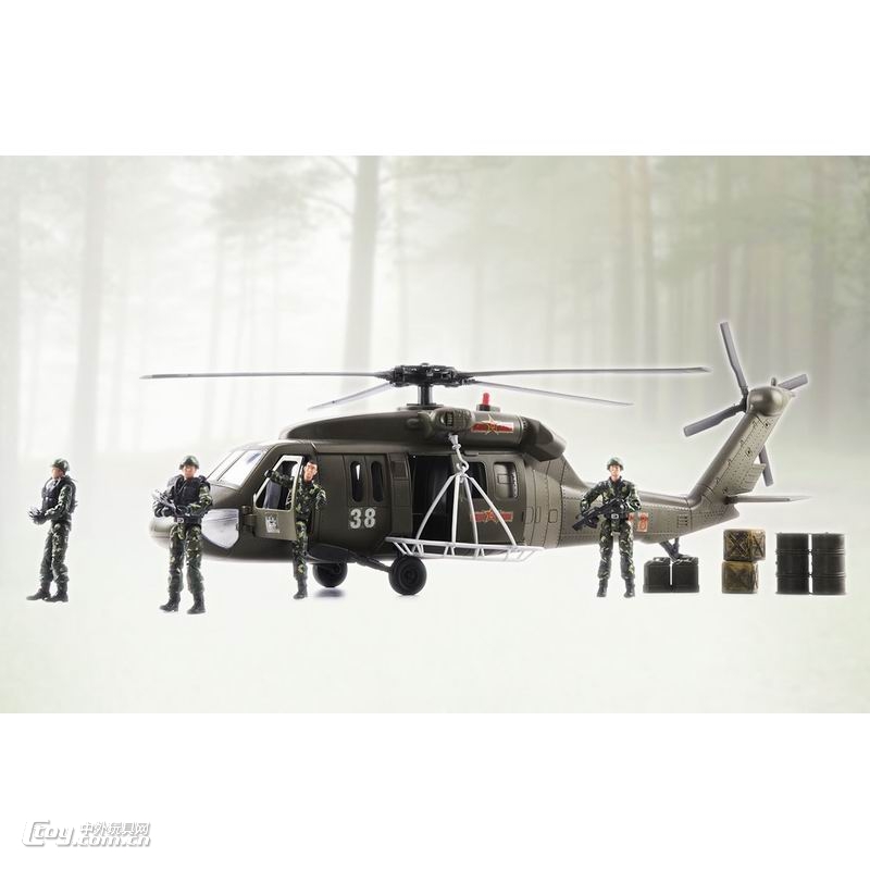 正义红师军人装备军事模型黑鹰直升机兵人玩具黑鹰拯救队