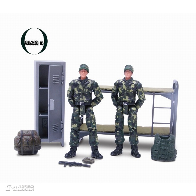 正义红师军事模型装备兵人儿童玩具军人双公仔帐篷双层床