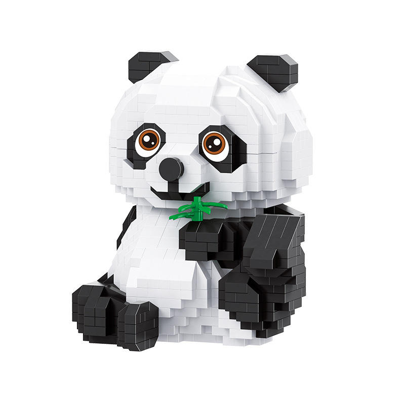 贝乐迪趣味卡通熊猫微颗粒积木摆件