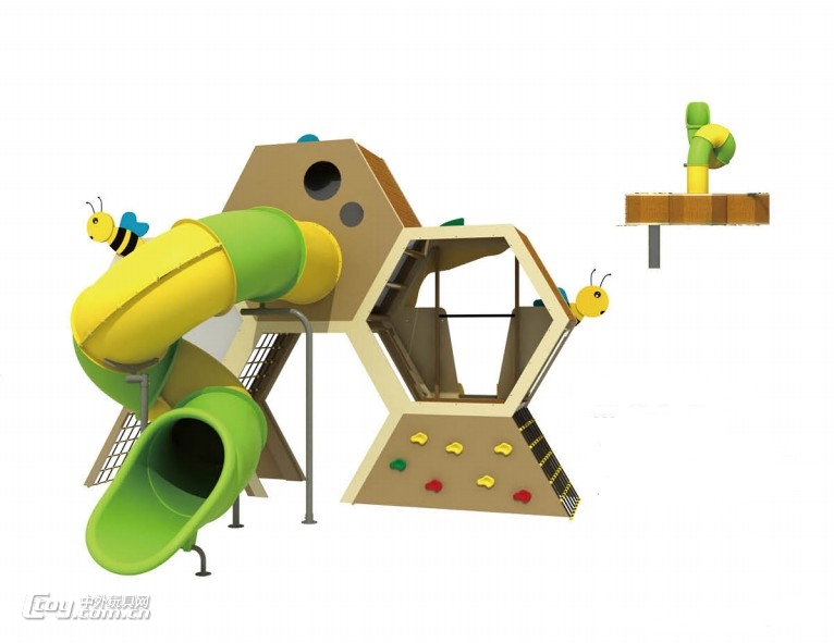 广州蜜蜂蜂巢造型滑梯塑料滑道儿童游乐设施多少钱专业报价团队