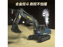 Q119新款12通合金挖掘机工程车玩具灯光音乐喷雾投影手势
