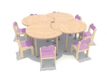 儿童圆形橡木桌椅套装幼儿园实木桌宝宝家用网课手工学习桌子
