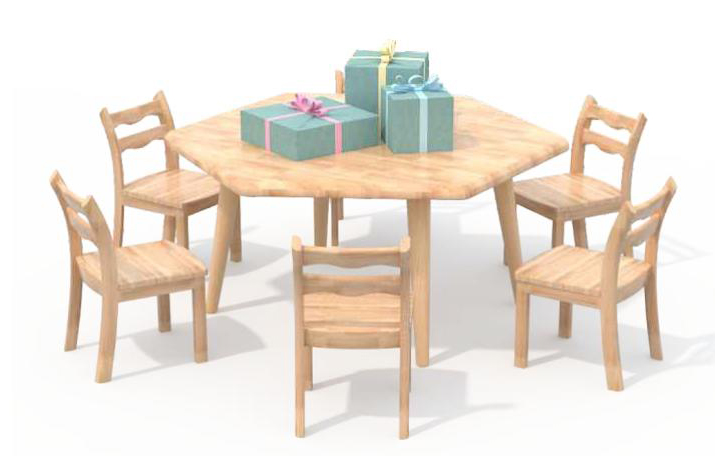 儿童圆形橡木桌椅套装幼儿园实木桌宝宝家用网课手工学习桌子
