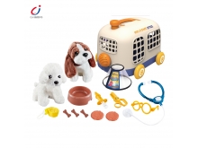  Pet bus cage+plush dog dog/teddy dog mixed+medical kit+bus traction rope