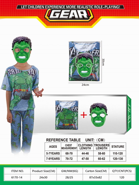 新款益智复仇者联盟绿巨人面具+衣服