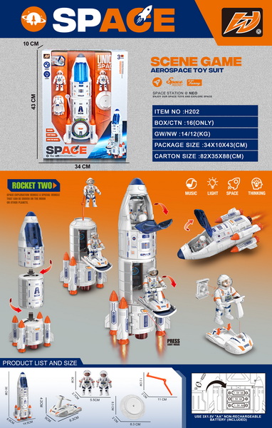 新款航天太空火箭益智DIY拼装玩具（喷雾，灯光音乐，包电池）