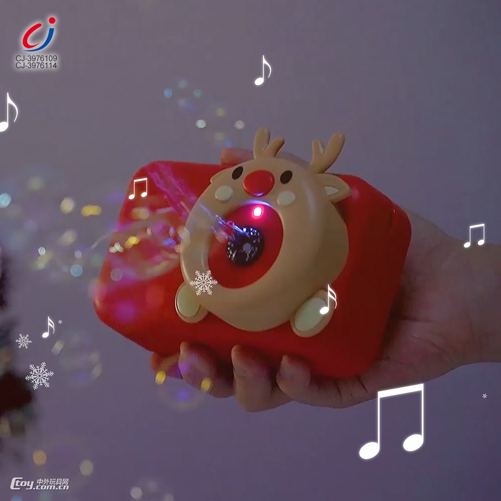 圣诞小鹿泡泡机（带灯光音乐）（红色版）