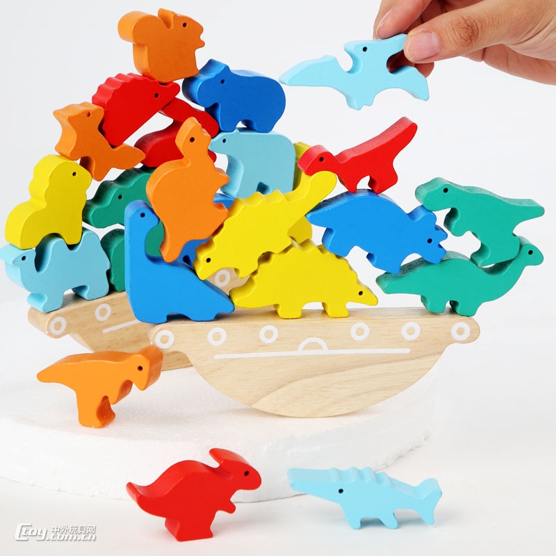 木制动物恐龙平衡木叠叠高0.26动手益智玩具叠叠乐亲子游戏