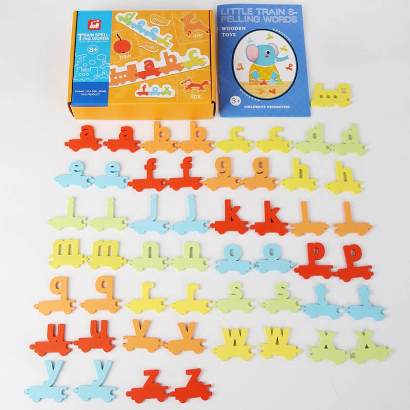 26字母火车拼单词木制早教玩具