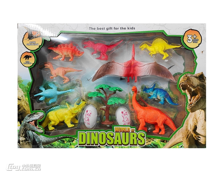 新款鲜色恐龙12件套盒装 动物
