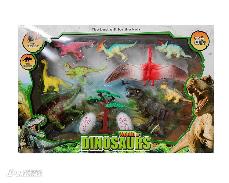 新款鲜色恐龙12件套盒装 动物