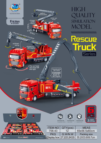 新款力控高品质仿真模型惯性救援卡车系列（6只）