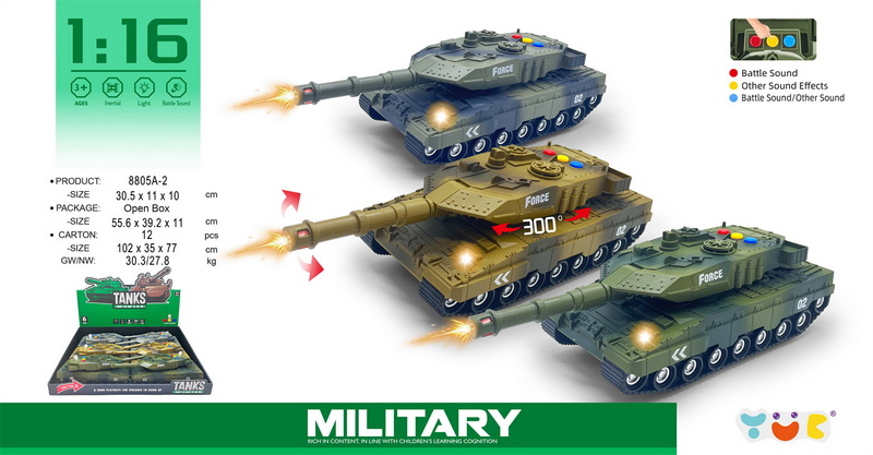 新款力控1:16声光惯性军事坦克3色6只装（德国豹2A7）