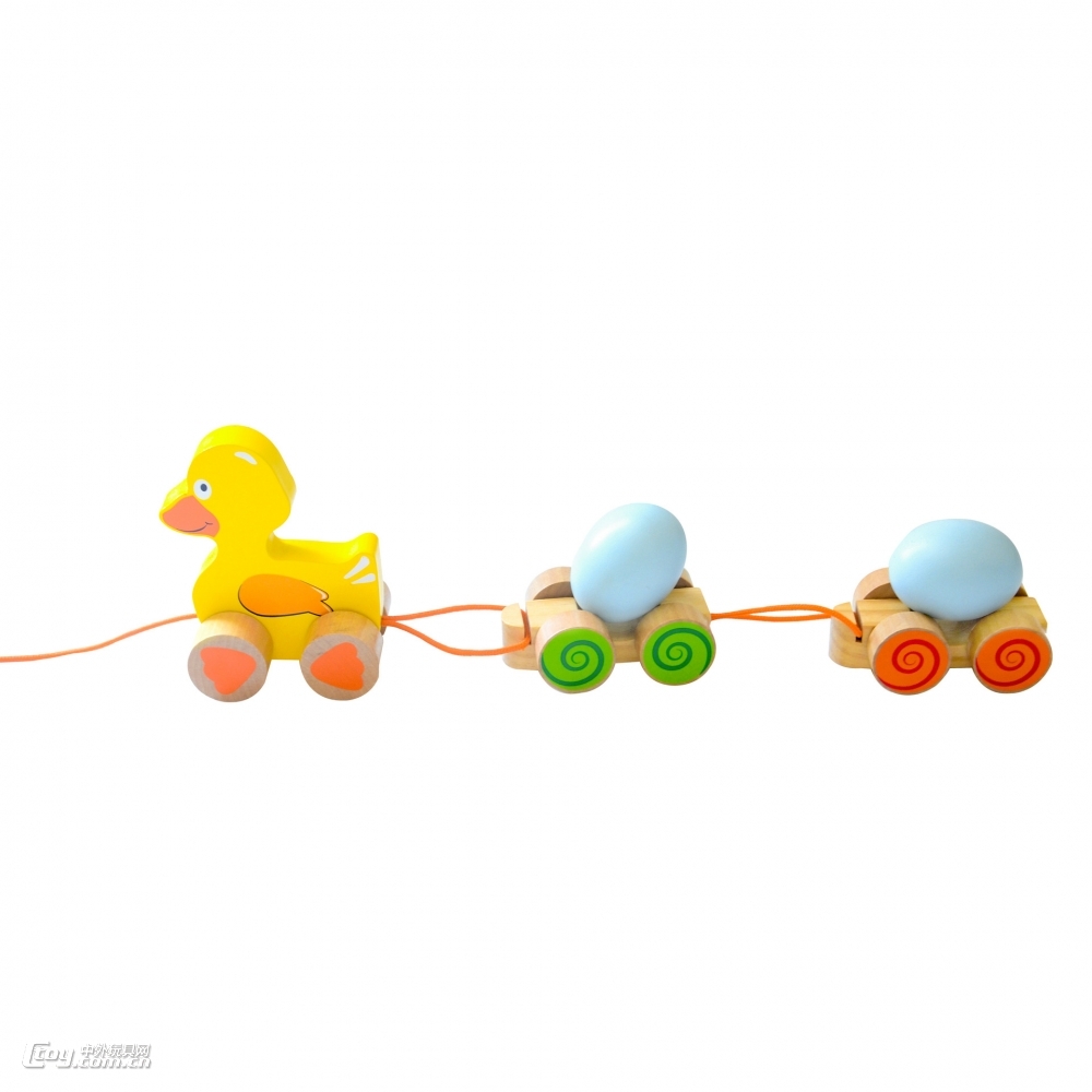 木制趣味拖拉鸭子宝宝学步玩具车