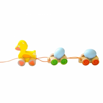 木制趣味拖拉鸭子宝宝学步玩具车