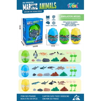 新款<海洋生物模型>海洋动物套装 双面开窗盒（3款混装）
