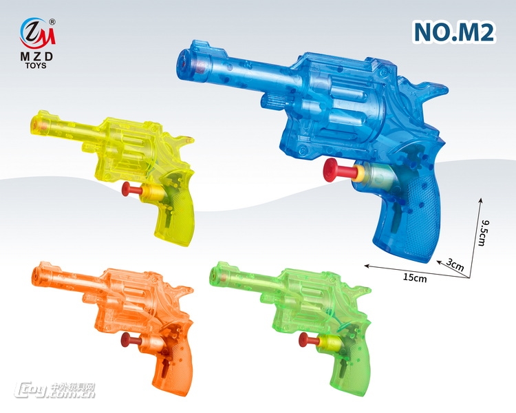 新款戏水15CM左轮式透明水枪（4把/袋）4色 60ML