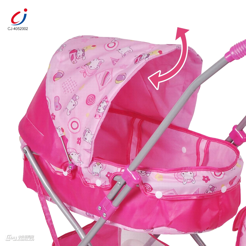 婴儿遮阳手推车+储物篮+手提包 (银铁管)EVA轮