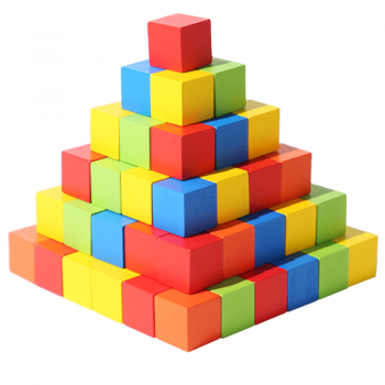 数学小学生教具原木彩色多尺寸小正方体积木几何空间逻辑思维玩具