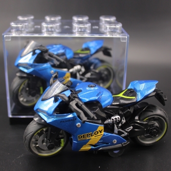 简乐防尘透明中颗粒积木展示盒合金机车模型1：14回力摩托车模