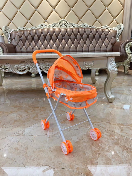 新款娃娃橙色婴儿手推车（铁）