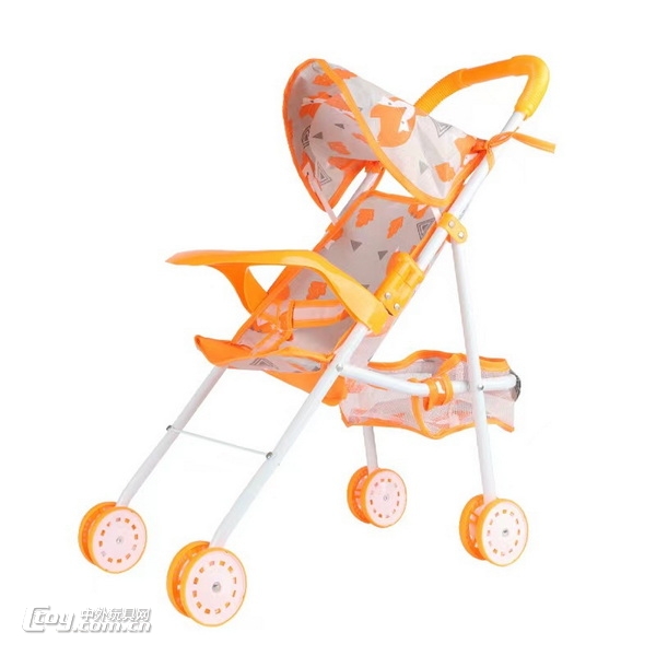 新款娃娃橙色婴儿遮阳手推车+可调节餐板