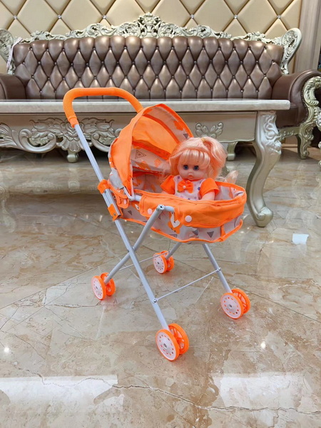 新款橙色推车（塑料圈）+14寸橙色女娃娃