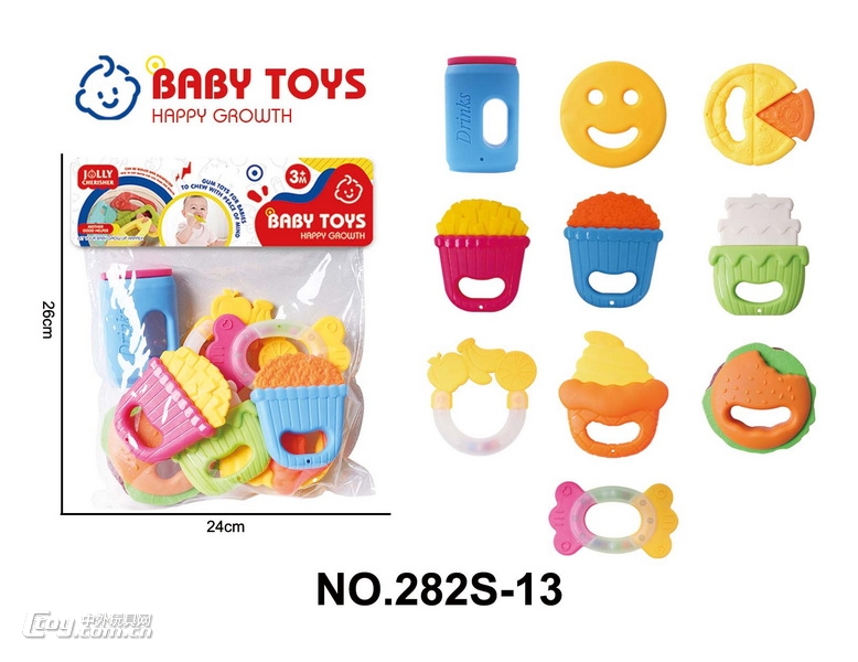 新款10件套卡通益智安抚婴儿牙胶玩具