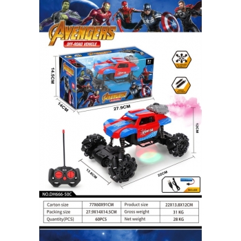 新款蜘蛛侠遥控横行喷雾攀爬车（包电，带灯光）