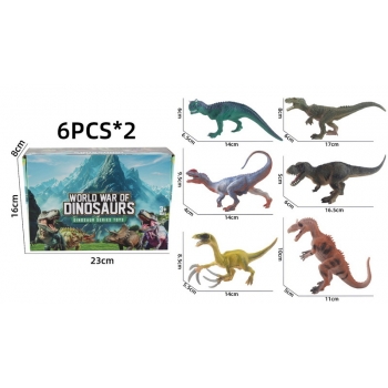 新款动物恐龙模型实心展示盒恐龙系列6款12只装