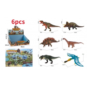 新款动物12寸大恐龙系列半空心恐龙模型彩盒装6款混装