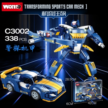 C3002沃马积木赛车机甲变形汽车机器人拼装儿童玩具礼物