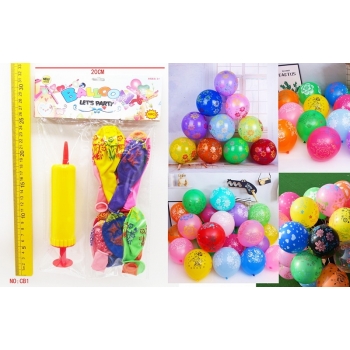 新款益智10个全花图案气球+1打气筒
