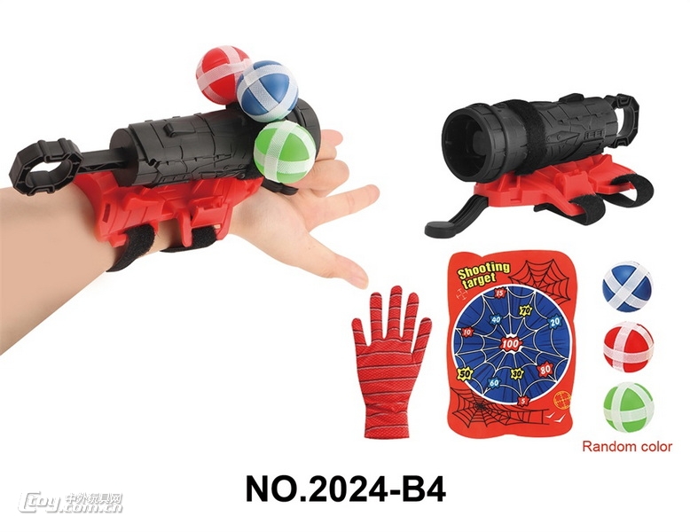 新款蜘蛛侠粘粘球手腕发射器带手套标靶弹射玩具枪