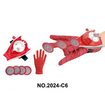 新款红色蜘蛛侠飞碟手腕发射器弹射玩具(带手套）