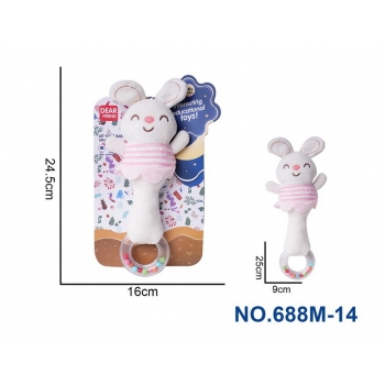 新款益智毛绒兔子手持摇铃BB棒婴儿安抚玩具