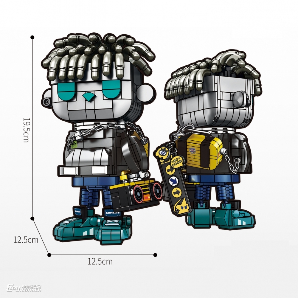 顽界限积木潮玩模型摆件拼装手办玩具工厂批发定制W9003嘻哈
